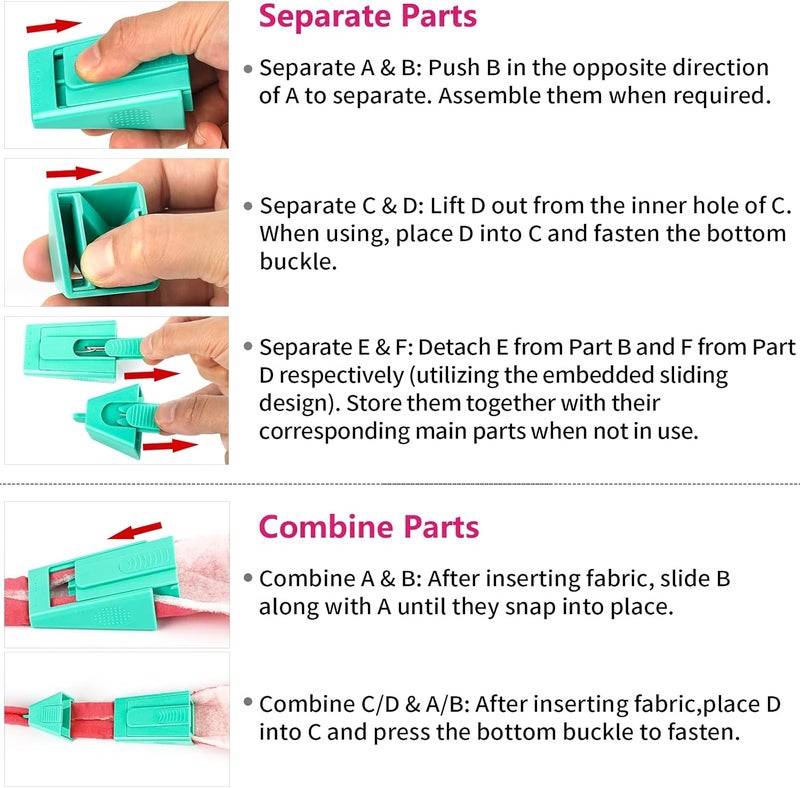 TIGARI Bias Tape Maker, Valentines Day Gifts for Her, Fabric Tube Maker for Jelly Rolls Rugs Tool with Needle Threader and Seam Ripper, DIY Sewing Supplies and Accessories - Image 4